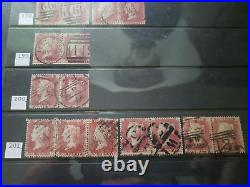 Collection lot of 101 stamps Great Britain Penny Red Pairs 2, 3, 4 Cancels Plate