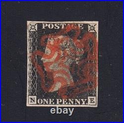 GB 1840 1p PENNY BLACK Scott #1 N/E USED Red Maltese Cancel