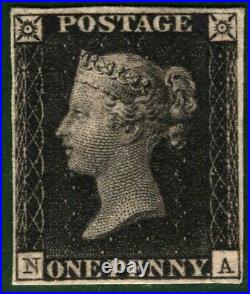 GB PENNY BLACK QV Stamp SG. 2 1840 1d Plate 5 (NA) Mint VLMM c£12,500+ CERT GOLD7