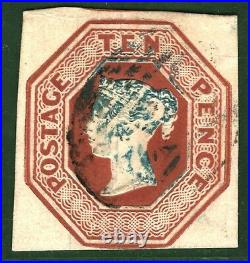 GB QV Embossed Stamp SG. 57 10d Brown Die 2 (1850) VFU Used Cat £1,500+ GOLD78