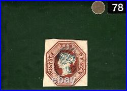 GB QV Embossed Stamp SG. 57 10d Brown Die 2 (1850) VFU Used Cat £1,500+ GOLD78
