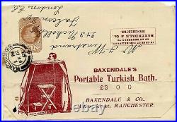 GB STATIONERY WRAPPER 1901 TURKISH BATH ILLUSTRATED QV 1/2d BAXENDALE MANCHESTER