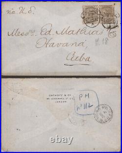 GB Victoria 1882 Cover London to Habana Plate 12