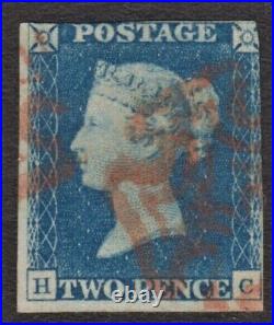 GB very fine used QV two pence blue with red Maltese cross postmark