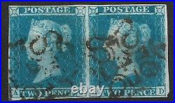 GB797 Great Britain 1841 Horizontal pair of 2d blues with No. 4 in Maltese Cros