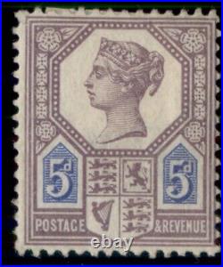 GREAT BRITAIN #118a, 5p lilac & blue, rare type I, og, hinged, signed Bloch F/VF