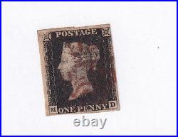 GREAT BRITAIN 1840 # 1 PLATE 1b VF-PENNY BLACK ALPHA M-D BROWN MX