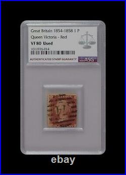 GREAT BRITAIN. 1854, 1 Penny ASG U-80 VF Queen Victoria, Red 014
