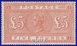 GREAT BRITAIN 1867 QV £5, white paper. SG 137 cat £12,500+. Very rare