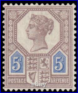 GREAT BRITAIN 1887 5d LILAC BLUE TYPE I MINT #118a MHR $825.00