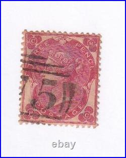 GREAT BRITAIN # 37 VF-3p PALE ROSE SMALL LETTERS WMK 24 CAT VALUE $403