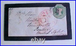 GREAT BRITAIN #55 cat. $2500.00 CUT TO SHPAE 1853 B/S LIVERPOOL TO USA