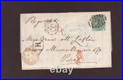 GREAT BRITAIN #64 Registered cover to Paris 1874 wax seal VF
