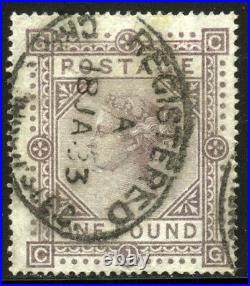 GREAT BRITAIN #75 SCARCE Used 1878 £1 Brown Lilac