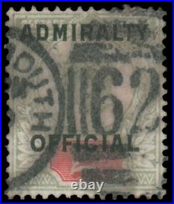 GREAT BRITAIN ADMIRALTY OFFICIAL 1904 2½p GREEN CARMINE ADMIRALTY OFFICIAL OVER