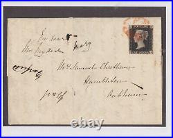 GREAT BRITAIN Penny Black cover #1 Nottingham receiver 1840 4d511