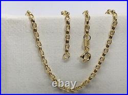 Genuine 9ct Yellow Gold 2mm Belcher Chain Necklace Necklet 16 to 24 375 stamp