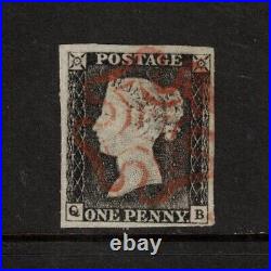 Great Britain #1 Very Fine+ Used Plate 1a With Ideal Red Maltese Cross Cancel