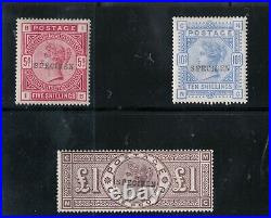 Great Britain #108s #110s (SG #180s #183s #185s) Mint Fine VF Specimen OVPTs