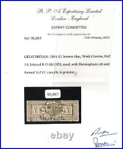 Great Britain #110 (SG #185) Very Fine Used Watermark Crown With Certificate