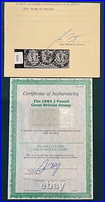Great Britain #124 Used Victoria £1 Issue With cert a 4236