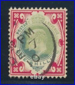 Great Britain 138 1/- Edward VII used amazing COMPOSITE stamp light+dark shades