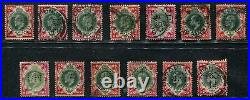 Great Britain #138a Used Perfins, Lot of 13