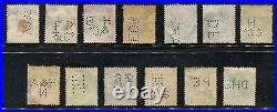 Great Britain #138a Used Perfins, Lot of 13