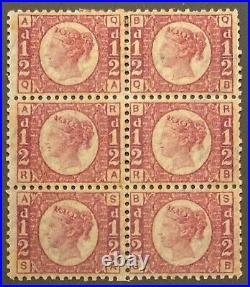 Great Britain 158 Plate 4 Beautiful Mint Block Of 6 (2 LH, 4 NH)VICTORIA a 5048