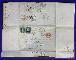 Great Britain, #17 (2) used on 1857 Cover/Folded Letter, from Cardiff to France