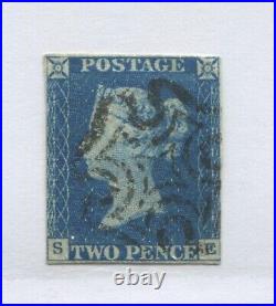 Great Britain 1840 2d Blue Plate 2 SE with 4 close even margins