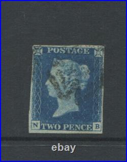 Great Britain 1840 2d Blue Queen Victoria Imperf 4 Margins Fine