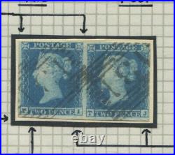 Great Britain 1841 2d Blue X 2 Pairs Plate 3 & 4 Fine Used With Variety