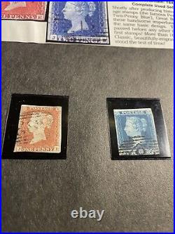 Great Britain 1841 Penny Red One Penny Blue Two Pence Set Of Stamps In Frame