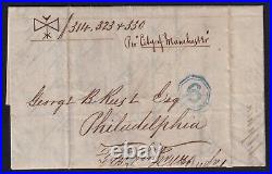 Great Britain 1851 Inman Line CITY OF MANCHESTER Maiden Voyage Stampless SFL