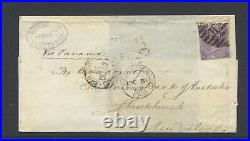 Great Britain 1868 Cover Bearing 6d Mauve To New Zealand Via Panama. Vf