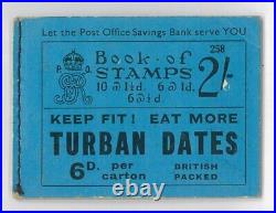 Great Britain 1934 Booklet of 22 Stamps/4 Panes KGV 2/-'Turban Dates' Cover MUH
