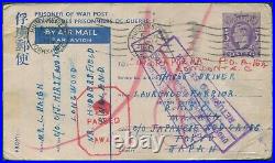 Great Britain 1944 postcard to Japan recovered undelivered POW mail