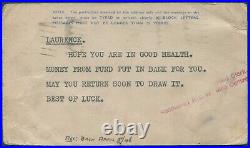 Great Britain 1944 postcard to Japan recovered undelivered POW mail