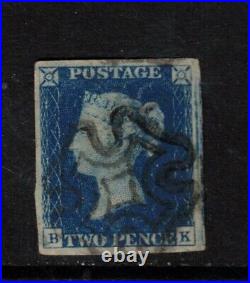 Great Britain #2 (SG #4) Extra Fine Used With Ideal Black Maltese Cross Cancel