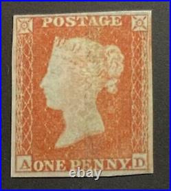 Great Britain #3, SG 7 Very Nice Mint LIGHT Hinged VICTORIA Penny Red a 6117