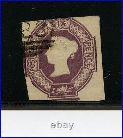 Great Britain #7 (GR077) Queen Victoria 6p red violet, U, F-VF, CV$1,000.00