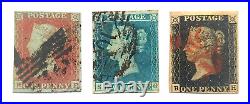 Great Britain GB UK CLASSIC TRIO PENNY RED, BLUE & BLACK Worlds First Stamps