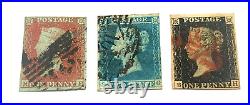 Great Britain GB UK CLASSIC TRIO PENNY RED, BLUE & BLACK Worlds First Stamps