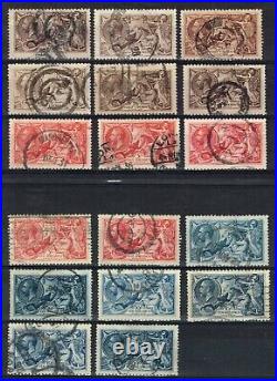Great Britain Kgv Selection Of Good/fine Used Seahorses High Value Stamps