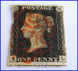 Great Britain Penny Black 2 Pence Blue Lot Of 5 Used