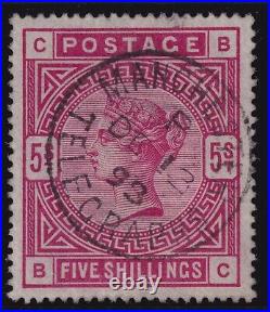 Great Britain S. G. 180 (1884) 5s rose Queen Victoria Manchester CDS XF Used