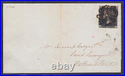 Great Britain Sc 1 on 1841 Penny Black cover, black Maltese Cross cancel ties