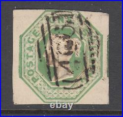 Great Britain Sc 5 used 1847 1s pale green embossed QV, F-VF