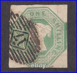 Great Britain Sc 5 used 1847 1sh pale green imperf Queen Victoria, 17 in grid